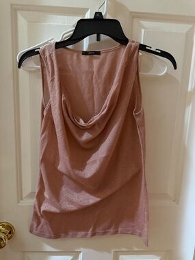 Soprano Shimmer Cowl Back Tank in Dusty Rose M